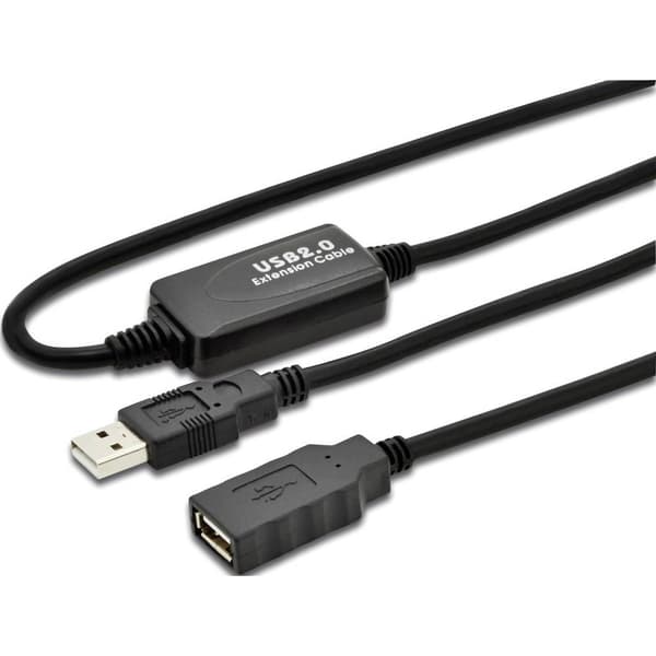 Digitus USB-kabel USB 2.0 USB-A kontakt, USB-A uttag 10.00 m Svart DA-73100-1