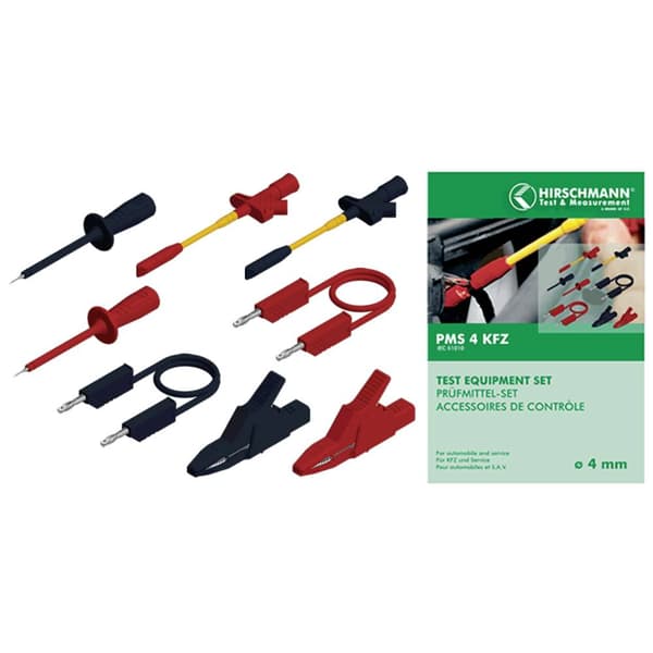 SKS Hirschmann PMS 4 KFZ Mätledning-Set Laminerade stickdon 4 mm Laminerade stickdon 4 mm 1.50 m Svart, Röd 1 st