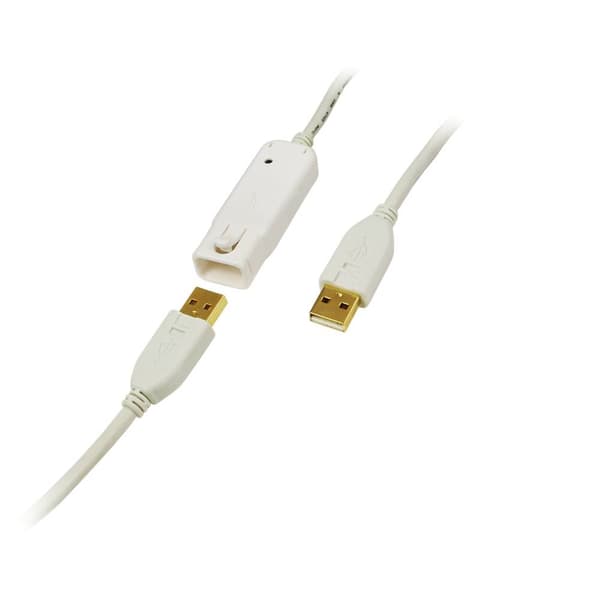 LogiLink USB-kabel USB 2.0 USB-A kontakt, USB-A uttag 12.00 m Vit guldpläterad kontakt, UL-certifierad UA0092