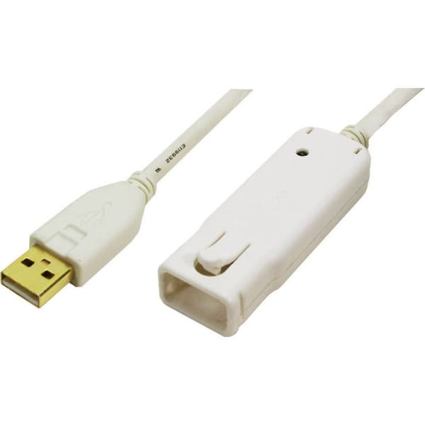 LogiLink USB-kabel USB 2.0 USB-A kontakt, USB-A uttag 12.00 m Vit guldpläterad kontakt, UL-certifierad UA0092