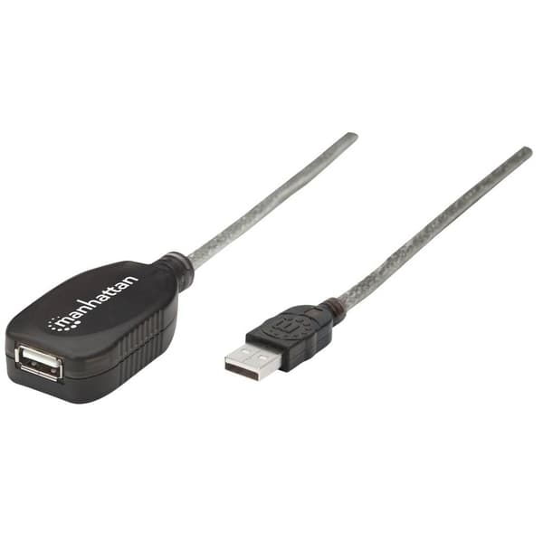 Manhattan USB-kabel USB 2.0 USB-A kontakt, USB-A uttag 5.00 m Transparent 519779