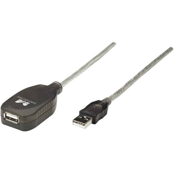 Manhattan USB-kabel USB 2.0 USB-A kontakt, USB-A uttag 5.00 m Transparent 519779