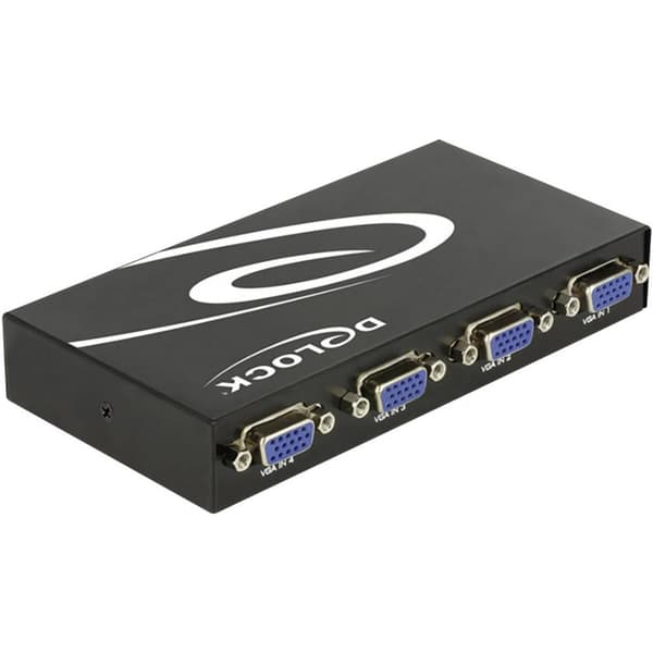 Delock 87635 4 Port VGA-switch dubbelriktad, Metallhölje 1920 x 1440 pixel