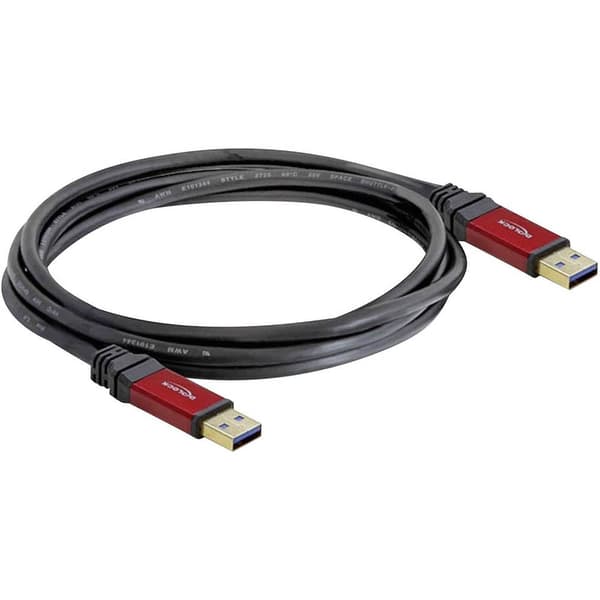 Delock USB-kabel USB 3.2 Gen1 (USB 3.0) USB-A kontakt, USB-A kontakt 5.00 m Röd, Svart guldpläterad kontakt, UL-certifi
