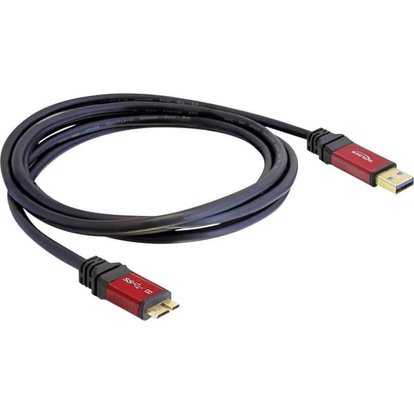 Delock USB-kabel USB 3.2 Gen1 (USB 3.0) USB-A kontakt, USB-Micro-B 3.0-kontakt 1.00 m Röd, Svart guldpläterad kontakt,