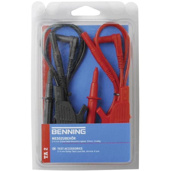 Benning TA 2 Säkerhets-mätledning-Set Laminerade stickdon 4 mm Laminerade stickdon 4 mm 1.00 m Röd, Svart 1 set