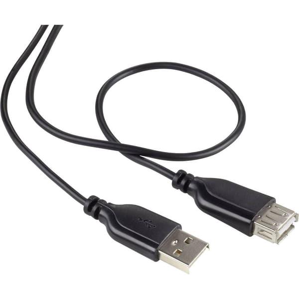 Renkforce USB-kabel USB 2.0 USB-A kontakt, USB-A uttag 1.00 m Svart SuperSoft-kabelhölje RF-4080795