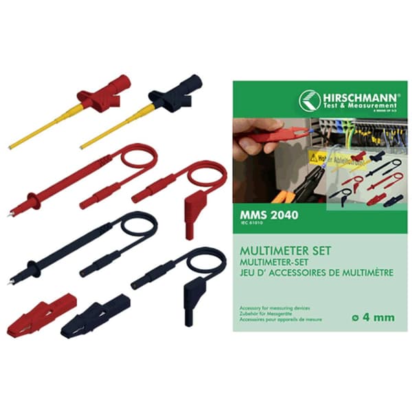 SKS Hirschmann MMS 2040 Säkerhets-mätledning-Set Laminerade stickdon 4 mm Laminerade stickdon 4 mm, Prob 1.00 m Svart,