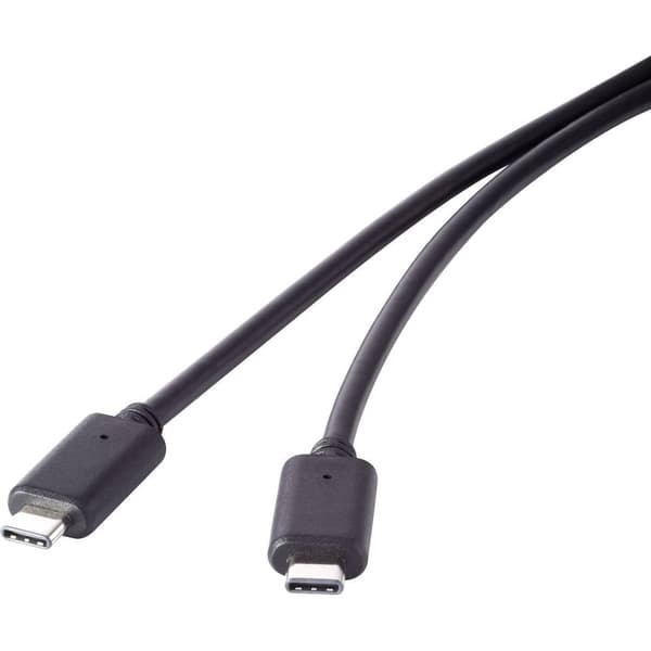 Renkforce USB-kabel USB 3.2 Gen2x2 USB-C®-kontakt, USB-C®-kontakt 1.00 m Svart guldpläterad kontakt