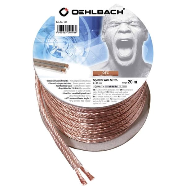 Oehlbach 106 Högtalarkabel 2 x 2.5 mm² Transparent 20 m