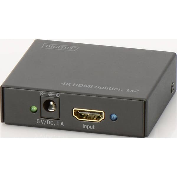 Digitus DS-46304 2 Port HDMI-Splitter 3D-rendering möjligt, Metallhölje 4096 x 2160 pixel Svart