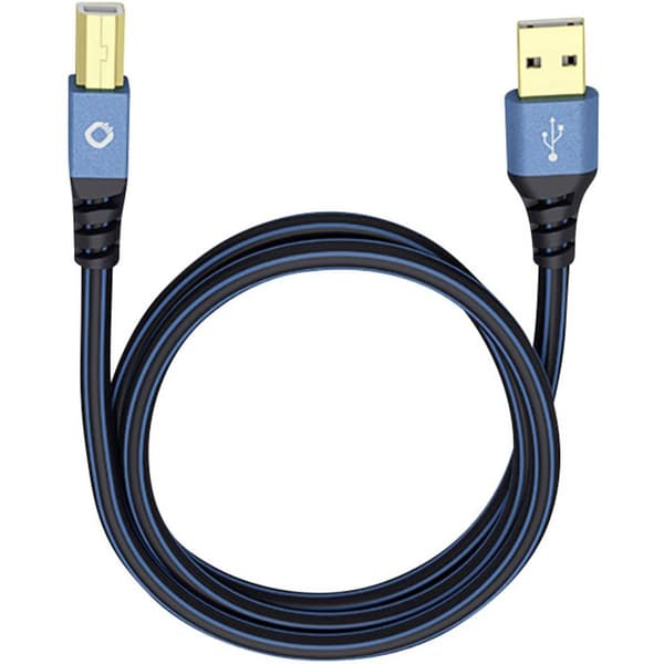 Oehlbach USB-kabel USB 2.0 USB-A kontakt, USB-B kontakt 10.00 m Blå guldpläterad kontakt 9346