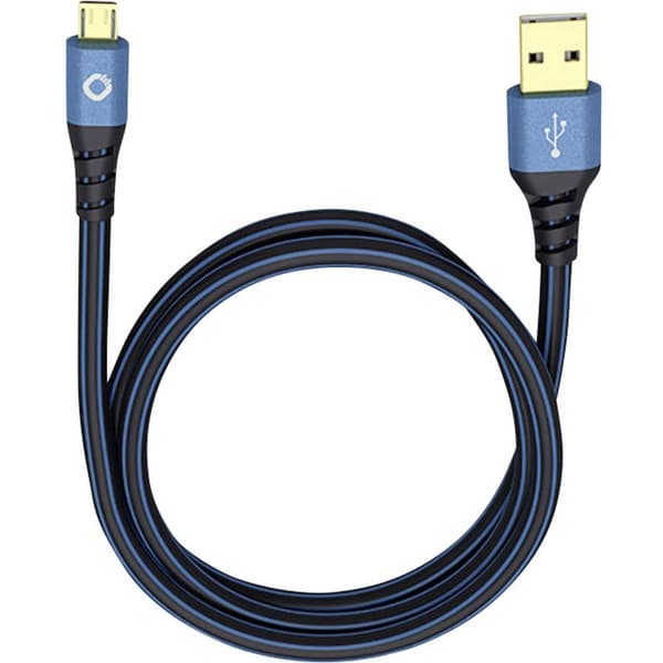 Oehlbach USB-kabel USB 2.0 USB-A kontakt, USB-Micro-B-kontakt 5.00 m Blå guldpläterad kontakt 9334