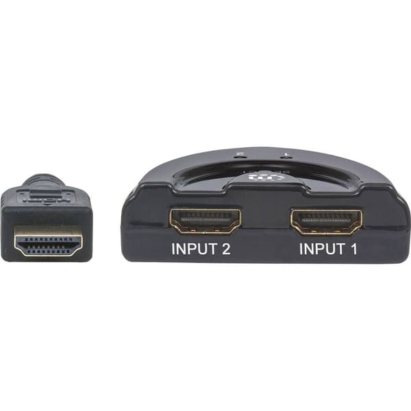 Manhattan 207416 2 Port HDMI-Switch LED-display, 3D-rendering möjligt, guldpläterade kontakt 1080 pixel