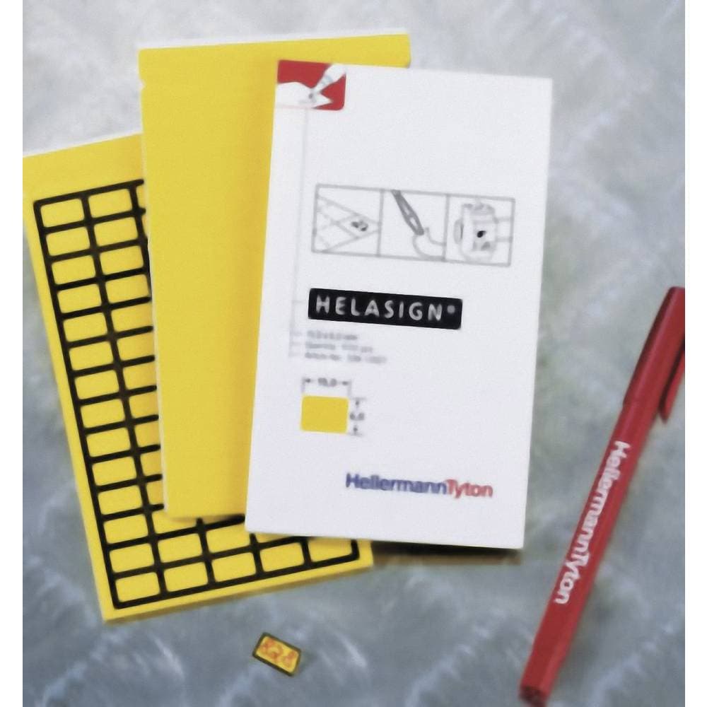 Kabel-etikett Helasign 19 x 11 mm Färg märkningsfält: Gul HellermannTyton 598-92427 TAG124FB-270-YE Antal etiketter: 44