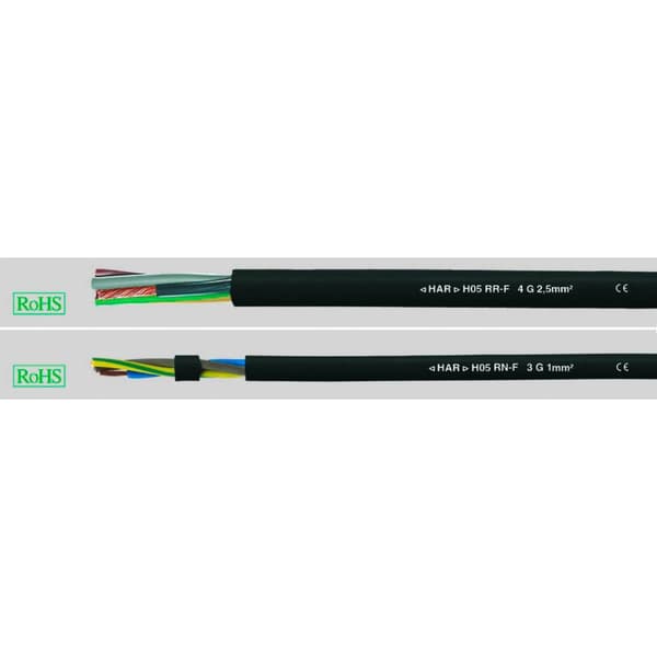 Helukabel 36001 Gummislangledning H05RN-F 2 x 0.75 mm² Svart 50 m