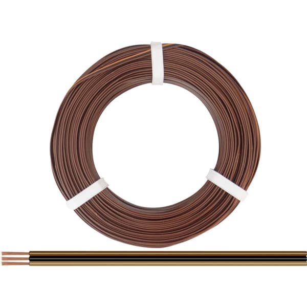 Donau Elektronik 318-818-25 Flätad kabel 3 x 0.14 mm² Ljusbrun, Svart, Mörkbrun 25 m