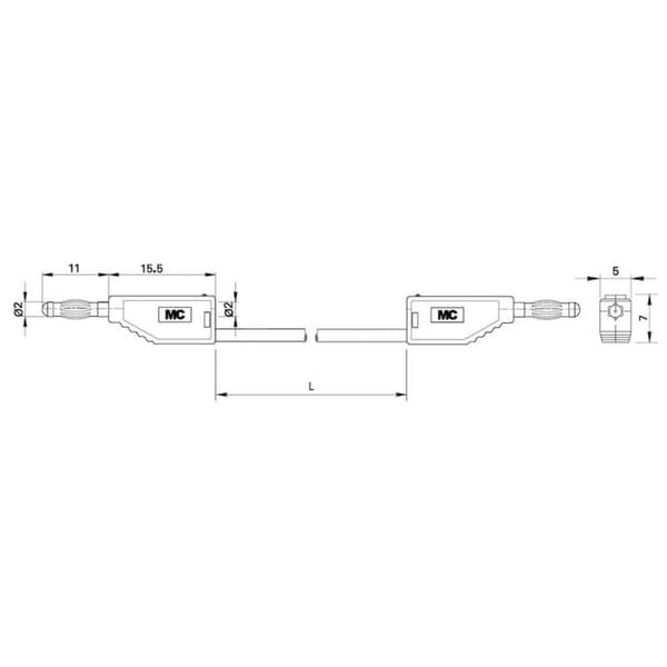 Stäubli LK205-X Mätledning Laminerade stickdon 2 mm Laminerade stickdon 2 mm 0.60 m Blå 1 st