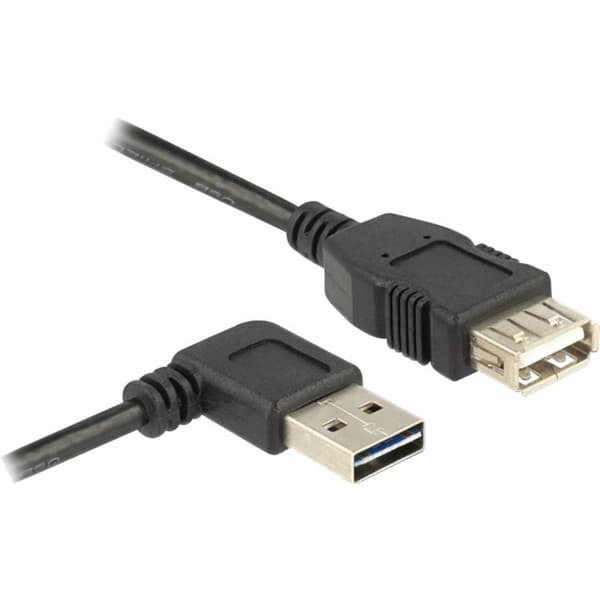 Delock USB-kabel USB 2.0 USB-A kontakt, USB-A uttag 1.00 m Svart Tillämplig kontakt på båda sidor, guldpläterad kontakt