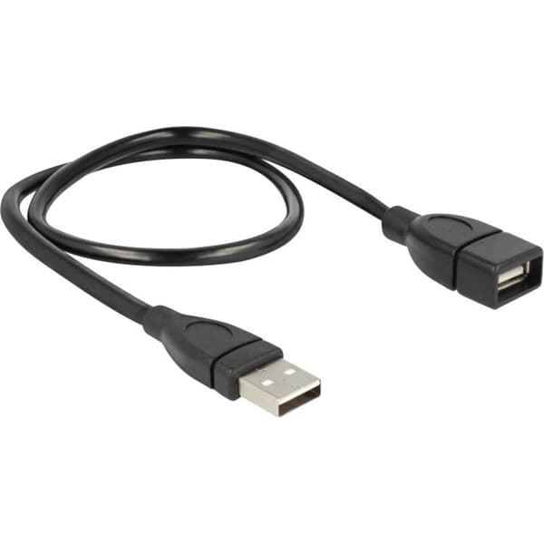 Delock USB-kabel USB 2.0 USB-A kontakt, USB-A uttag 0.50 m Svart Flexibel svanhals-kabel 83499
