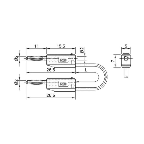 Stäubli LK205 Mätledning Laminerade stickdon 2 mm Laminerade stickdon 2 mm 7.50 cm Röd 1 st