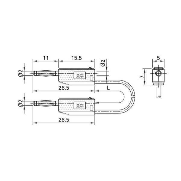 Stäubli LK205 Mätledning Laminerade stickdon 2 mm Laminerade stickdon 2 mm 7.50 cm Brun 1 st