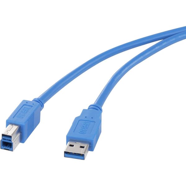 Renkforce USB-kabel USB 3.2 Gen1 (USB 3.0) USB-A kontakt, USB-B kontakt 0.50 m Blå guldpläterad kontakt RF-4260498