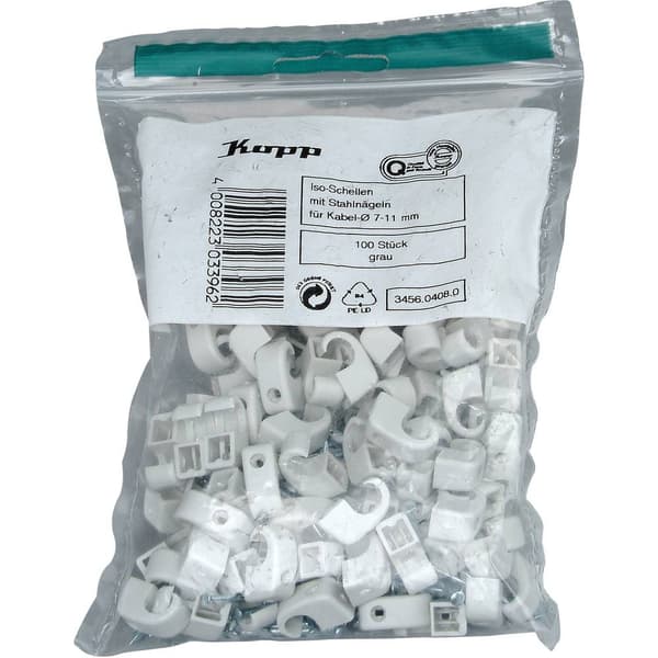 Kopp 345604080 Plastkrokar 345604080 Bunt Ø-område 7 till 10 mm Grå 100 st