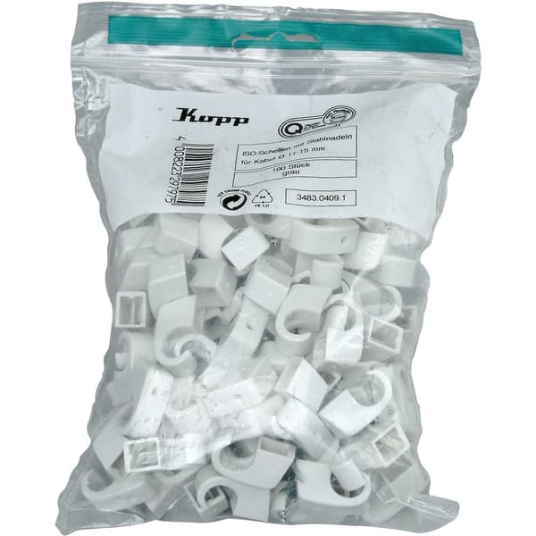 Kopp 348304091 Plastkrokar 348304091 Bunt Ø-område 10 till 14 mm Grå 100 st