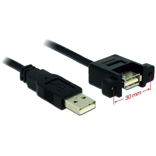 Delock USB-kabel USB 2.0 USB-A kontakt, USB-A uttag 1.00 m Svart 85106