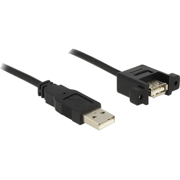 Delock USB-kabel USB 2.0 USB-A kontakt, USB-A uttag 1.00 m Svart 85106
