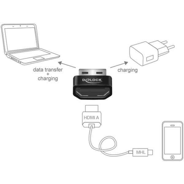 Delock Mobiltelefon Adapter [1x HDMI hona - 1x USB 2.0 A hane]