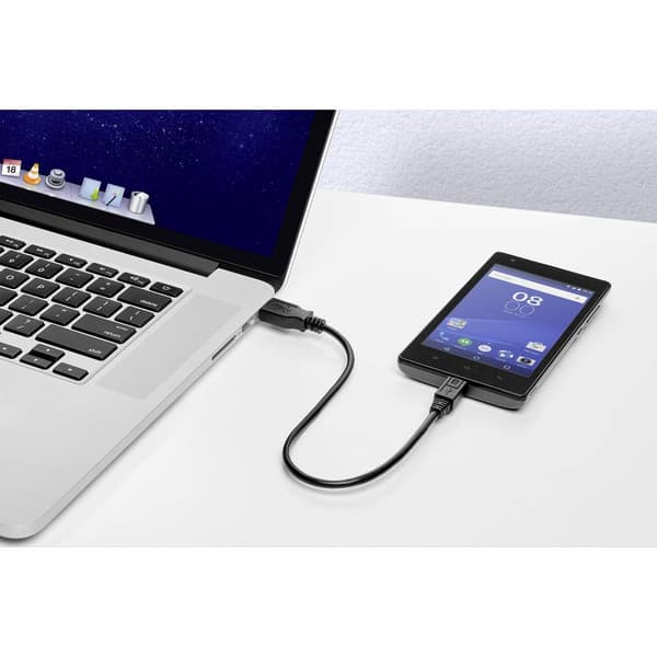 Renkforce USB-kabel USB 2.0 USB-A kontakt, USB-Micro-B-kontakt 0.15 m Svart guldpläterad kontakt RF-4463073