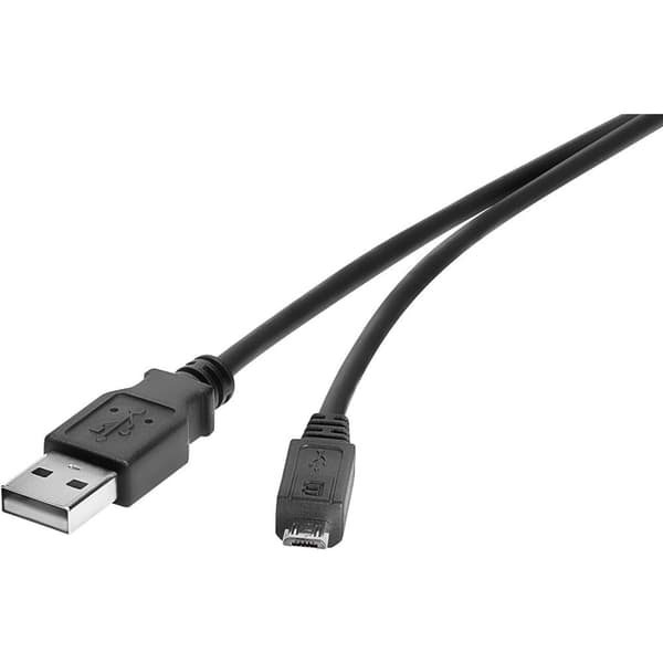 Renkforce USB-kabel USB 2.0 USB-A kontakt, USB-Micro-B-kontakt 0.15 m Svart guldpläterad kontakt RF-4463073