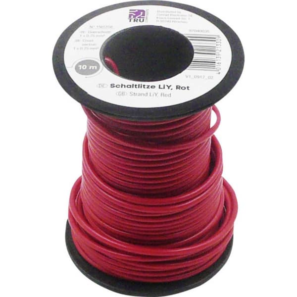 TRU COMPONENTS 1565156 Flätad kabel LiY 1 x 0.75 mm² Röd 10 m