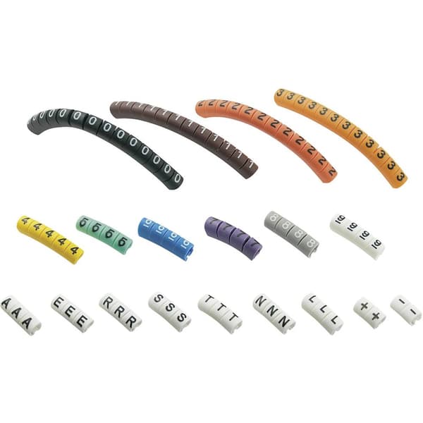 TRU COMPONENTS ECMKP-1 Märkningsclip Tryck 0 - 9, A, E, L, N, R, S, T, -, + Ytterdiameter-område 1 till 3 mm 545007