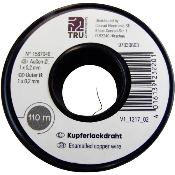 TRU COMPONENTS Lackerad koppartråd Ytter-Ø (inkl. isolerande lack)=0.05 mm 1500 m
