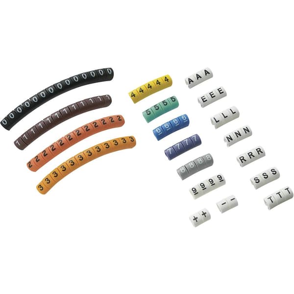 TRU COMPONENTS ECMKP-2 Märkningsclip Tryck 0 - 9, A, E, L, N, R, S, T, -, + Ytterdiameter-område 2 till 5 mm 545010