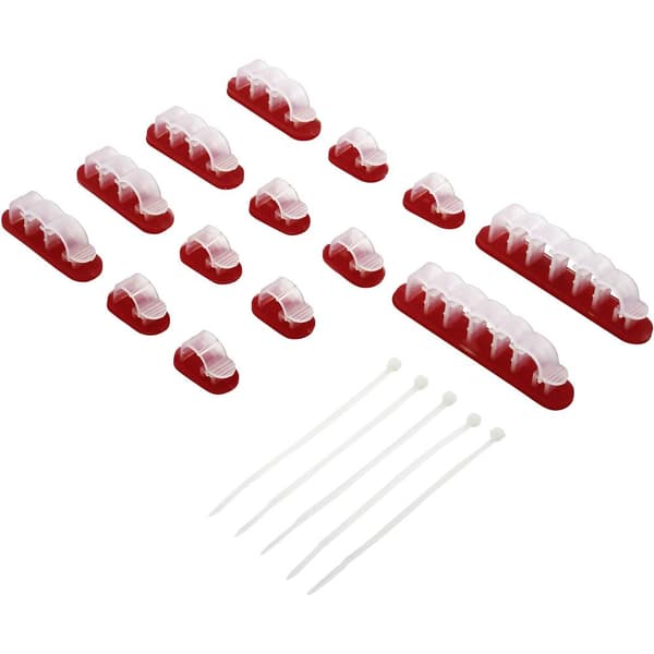 TRU COMPONENTS WCM-SET-TT Kabelhållare självhäftande 1386629-1 Transparent 19 st