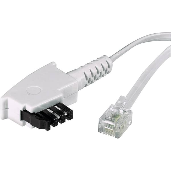 Basetech Telefon Anslutningskabel [1x TAE-F-stiftdon - 1x RJ11 hane 6p4c] 3.00 m Vit