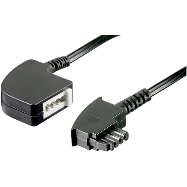 Basetech Telefon Förlängningskabel [1x TAE-F-stiftdon - 1x TAE-F-koppling] 6.00 m Svart