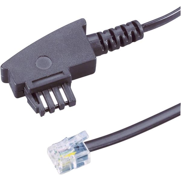 Basetech Fax Anslutningskabel [1x TAE-N-stiftdon - 1x RJ11 hane 6p4c] 6.00 m Svart