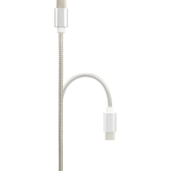 Renkforce USB-kabel USB 2.0 USB-A kontakt, USB-C®-kontakt 1.00 m Silver Kabelmantling av rostfritt stål RF-4888671