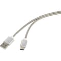 Miniatyrbild 1 av 4: Renkforce USB-kabel USB 2.0 USB-A kontakt, USB-C®-kontakt 1.00 m Silver Kabelmantling av rostfritt stål RF-4888671