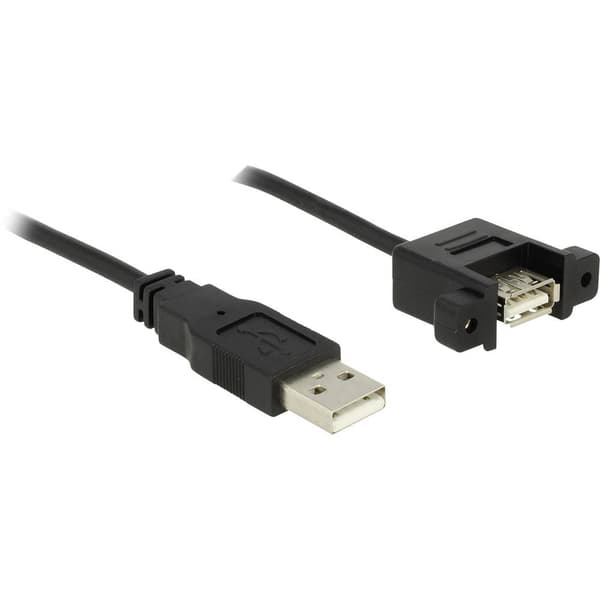 Delock USB-kabel USB 2.0 USB-A kontakt, USB-A uttag 0.25 m Svart guldpläterad kontakt 85462