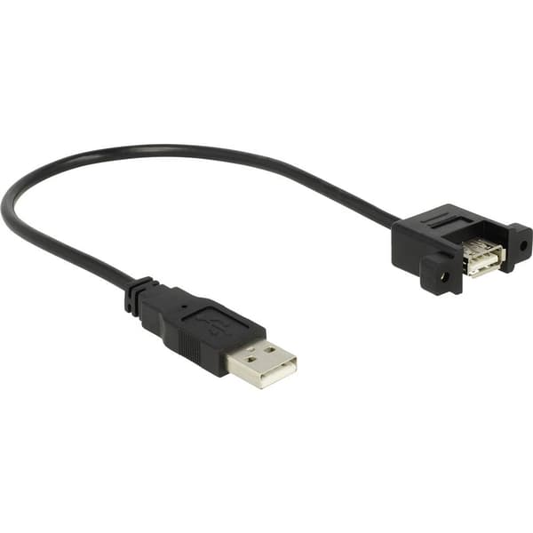 Delock USB-kabel USB 2.0 USB-A kontakt, USB-A uttag 0.25 m Svart guldpläterad kontakt 85462