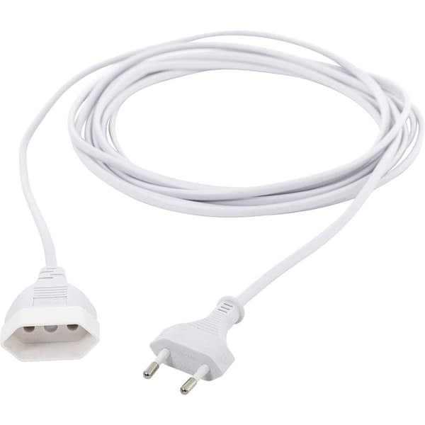 HAWA R699 Ström Förlängningskabel 2.5 A Vit 5.00 m H03VVH2-F 2X 0,75 mm² Platt