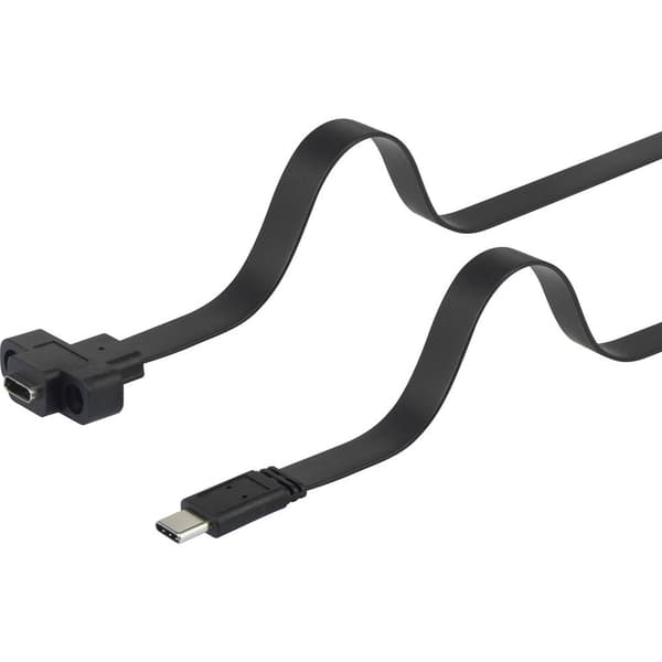 Renkforce USB-kabel USB 3.2 Gen1 (USB 3.0) USB-C®-kontakt, USB-C® uttag 0.25 m Svart skruvbar, Högflexibel RF-3415030