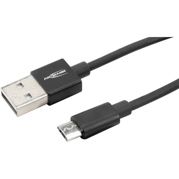 Ansmann USB-kabel USB 2.0 USB-A kontakt, USB-Micro-B-kontakt 2.00 m Svart Aluminiumkontakt, TPE-hölje 1700-0077
