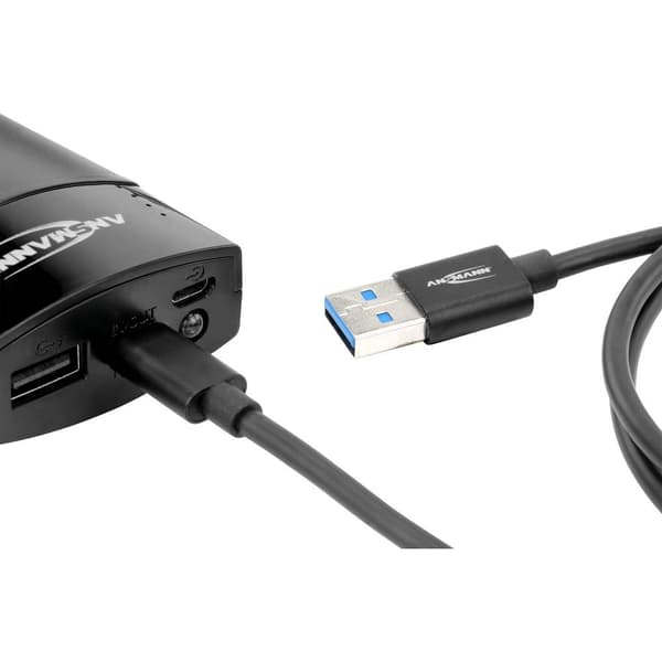 Ansmann USB-kabel USB 3.2 Gen1 (USB 3.0) USB-A kontakt, USB-C®-kontakt 1.20 m Svart Aluminiumkontakt, TPE-hölje, Tilläm
